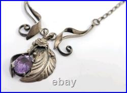 Vintage Sterling Silver IRV Monte Navajo Native American Amethyst Necklace