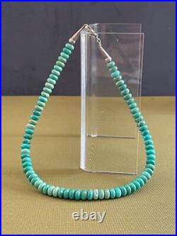 Vintage Sterling Silver Native American Barrel Shape Natural Turquoise Necklace