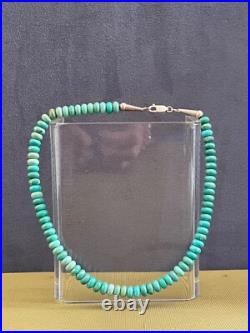Vintage Sterling Silver Native American Barrel Shape Natural Turquoise Necklace