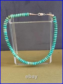 Vintage Sterling Silver Native American Barrel Shape Natural Turquoise Necklace