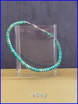 Vintage Sterling Silver Native American Barrel Shape Natural Turquoise Necklace