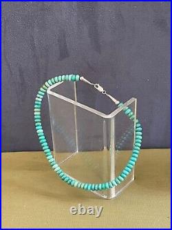 Vintage Sterling Silver Native American Barrel Shape Natural Turquoise Necklace