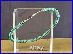 Vintage Sterling Silver Native American Barrel Shape Natural Turquoise Necklace