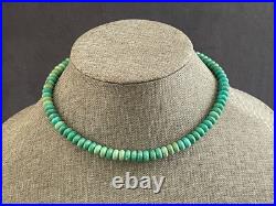 Vintage Sterling Silver Native American Barrel Shape Natural Turquoise Necklace