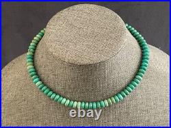 Vintage Sterling Silver Native American Barrel Shape Natural Turquoise Necklace
