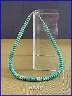 Vintage Sterling Silver Native American Barrel Shape Natural Turquoise Necklace