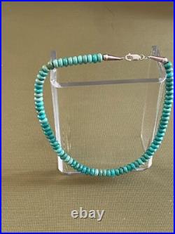 Vintage Sterling Silver Native American Barrel Shape Natural Turquoise Necklace