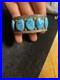Vintage Sterling Silver Native American Bracelet 5 Torquiest Stones