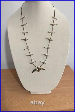 Vintage Sterling Silver Native American Fetish BIRD FISH 29 Necklace -46 grams