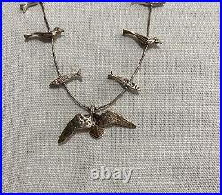 Vintage Sterling Silver Native American Fetish BIRD FISH 29 Necklace -46 grams