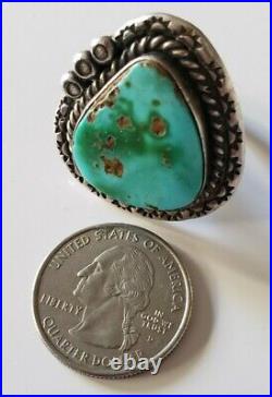 Vintage Sterling Silver Native American Kingman  Turquoise Ring Size 7