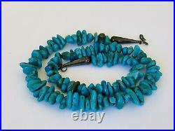 Vintage Sterling Silver Native American Navajo Turquoise Nugget Bead Necklace