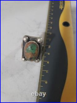 Vintage Sterling Silver Native American Navajo Turquoise Rectangle Ring