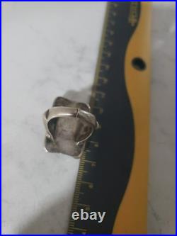 Vintage Sterling Silver Native American Navajo Turquoise Rectangle Ring