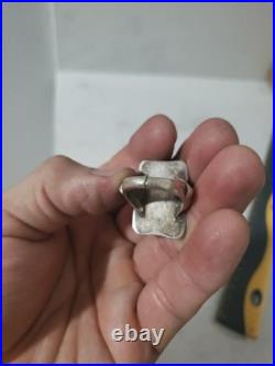 Vintage Sterling Silver Native American Navajo Turquoise Rectangle Ring