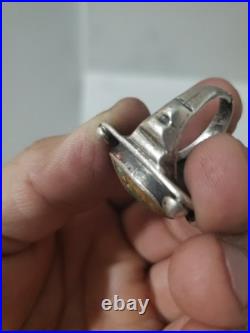 Vintage Sterling Silver Native American Navajo Turquoise Rectangle Ring