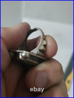 Vintage Sterling Silver Native American Navajo Turquoise Rectangle Ring