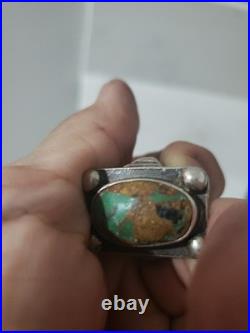 Vintage Sterling Silver Native American Navajo Turquoise Rectangle Ring