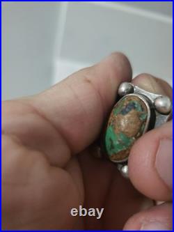 Vintage Sterling Silver Native American Navajo Turquoise Rectangle Ring