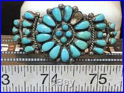 Vintage Sterling Silver Native American Old Pawn Cuff Bracelet Turquoise Zuni