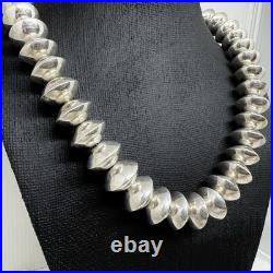 Vintage Sterling Silver Native American Pearls Necklace Signed Saucer Bead 163g