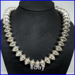 Vintage Sterling Silver Native American Pearls Necklace Signed Saucer Bead 163g