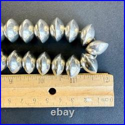 Vintage Sterling Silver Native American Pearls Necklace Signed Saucer Bead 163g