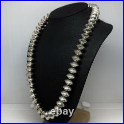 Vintage Sterling Silver Native American Pearls Necklace Signed Saucer Bead 163g