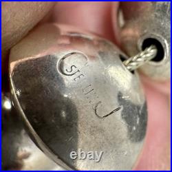 Vintage Sterling Silver Native American Pearls Necklace Signed Saucer Bead 163g