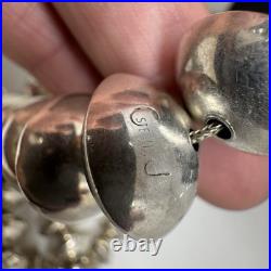 Vintage Sterling Silver Native American Pearls Necklace Signed Saucer Bead 163g