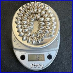 Vintage Sterling Silver Native American Pearls Necklace Signed Saucer Bead 163g