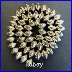 Vintage Sterling Silver Native American Pearls Necklace Signed Saucer Bead 163g