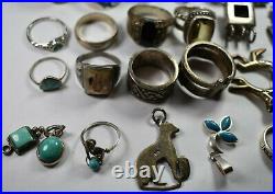 Vintage Sterling Silver Native American Ring Pendant Lot Turquoise Coral