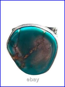 Vintage Sterling Silver Native American Signed Turquoise Ring Size 5.75