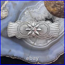 Vintage Sterling Silver Native American Stamped Large Hair Barrette For Women