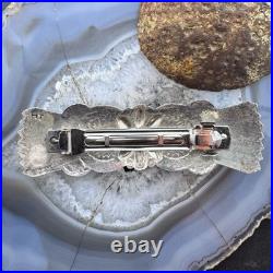 Vintage Sterling Silver Native American Stamped Large Hair Barrette For Women