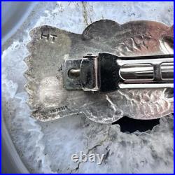 Vintage Sterling Silver Native American Stamped Large Hair Barrette For Women