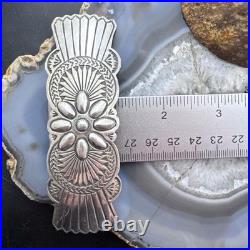 Vintage Sterling Silver Native American Stamped Large Hair Barrette For Women