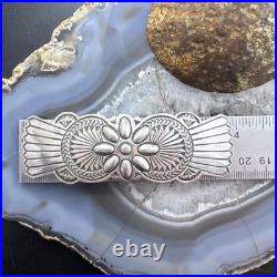 Vintage Sterling Silver Native American Stamped Large Hair Barrette For Women