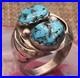 Vintage Sterling Silver Native American Turquoise Biker Mens Ring Size 10.5