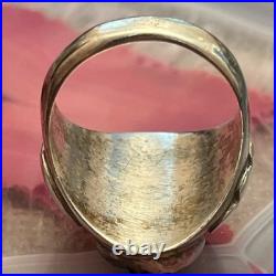 Vintage Sterling Silver Native American Turquoise Biker Mens Ring Size 10.5