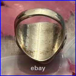 Vintage Sterling Silver Native American Turquoise Biker Mens Ring Size 10.5