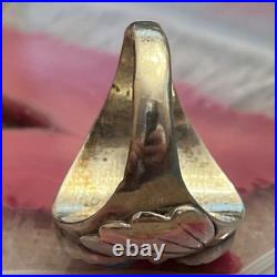 Vintage Sterling Silver Native American Turquoise Biker Mens Ring Size 10.5