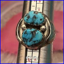 Vintage Sterling Silver Native American Turquoise Biker Mens Ring Size 10.5