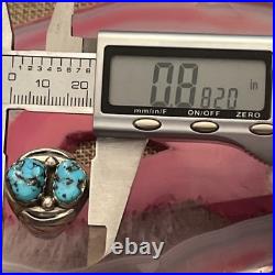 Vintage Sterling Silver Native American Turquoise Biker Mens Ring Size 10.5