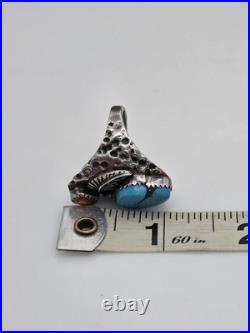 Vintage Sterling Silver Native American Turquoise Coral Handmade Handcrafted