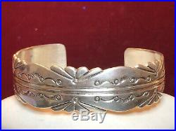 Vintage Sterling Silver Navajo Native American Bracelet Cuff Signed Fg