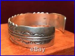 Vintage Sterling Silver Navajo Native American Bracelet Cuff Signed Fg