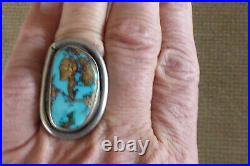Vintage Sterling Silver Navajo Native American Large 1 5/8 Men's Ring Sz 9.75