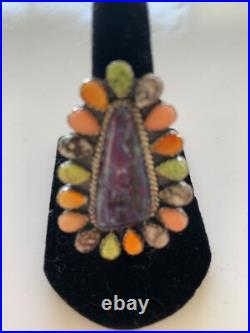 Vintage, Sterling Silver, Navajo, Native American Spiny Oyster Ring Size 5.5
